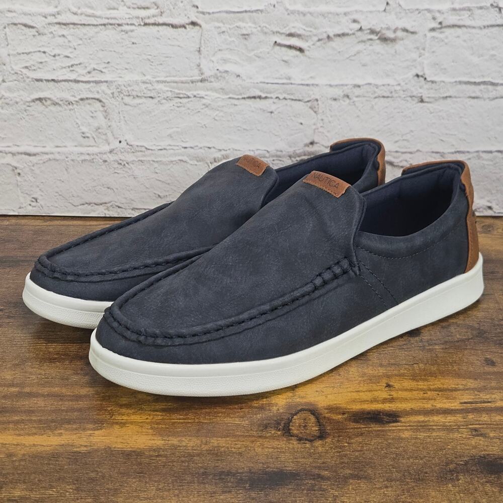 Nautica Derwin Navy Slip On Loafers Men's Size 10 Casual Moc Toe Shoes